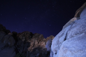 The true beauty of Joshua Tree is best seen atop the highest boulders at night.